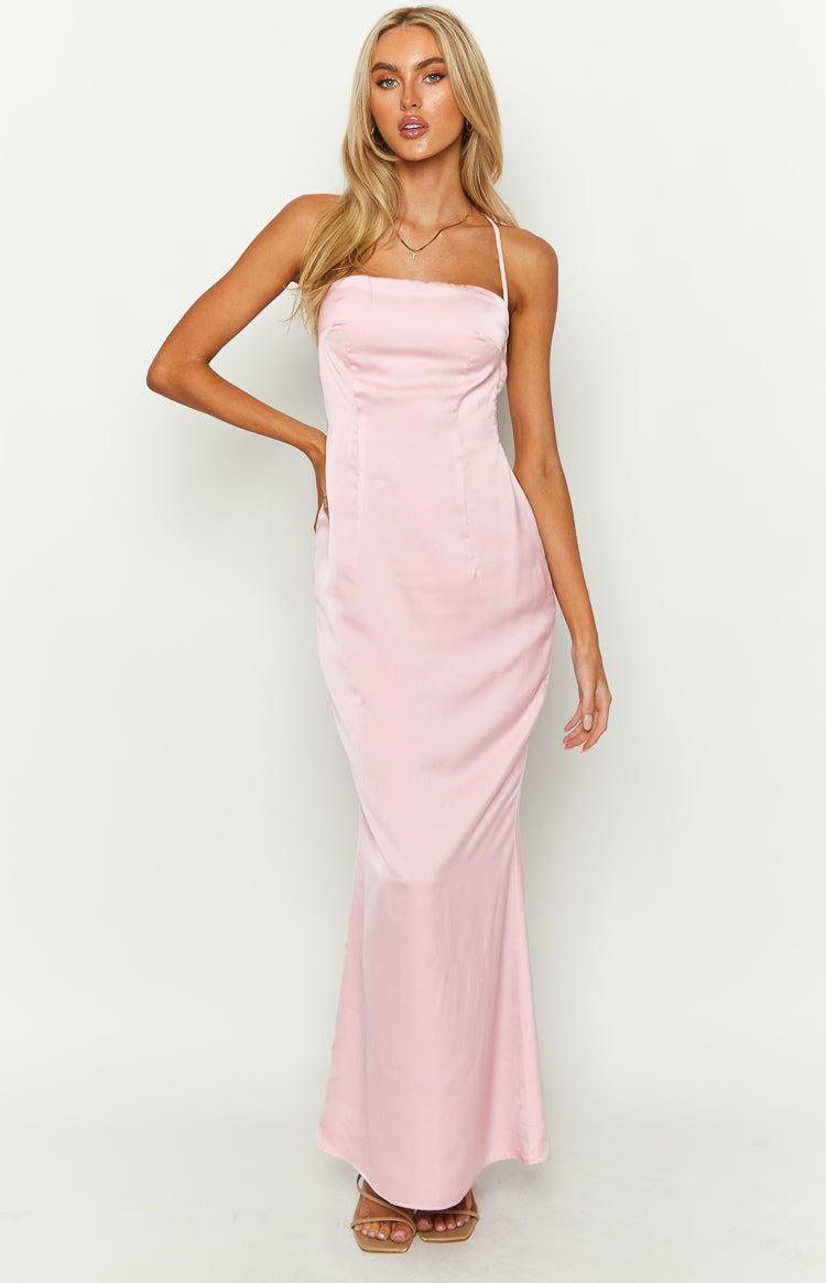 Satin Cross Back Bow Open Back Bodycon Maxi Dress 2