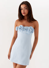 Rosette Appliqué Strapless A-Line Mini Dress 6