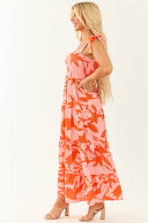 Floral Print Square Neck Smocked Tiered Midi Dress 4