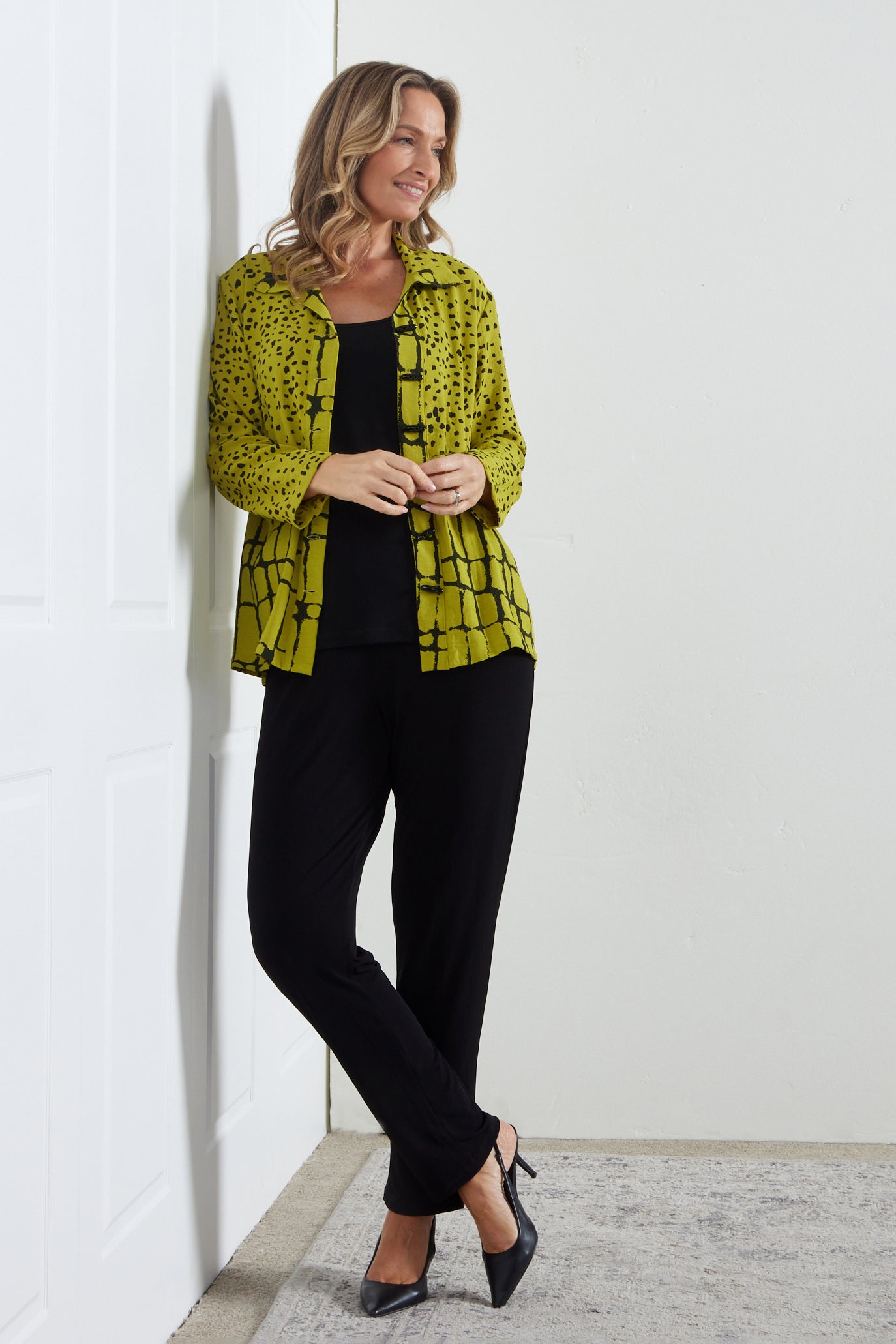 Pebble Splice Shirt - Lime/Black Print