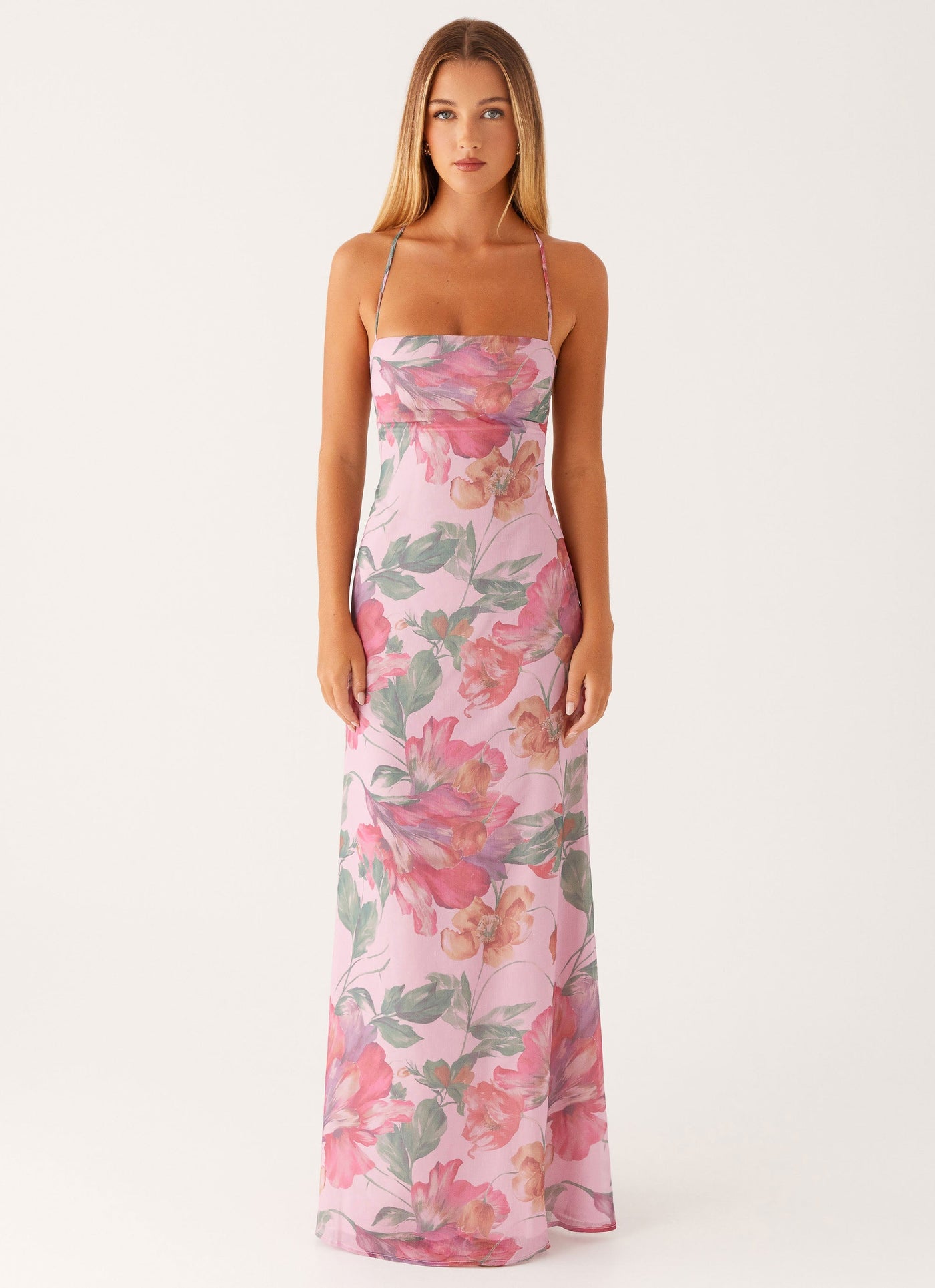 Floral Strappy Back Slip Maxi Dress 3