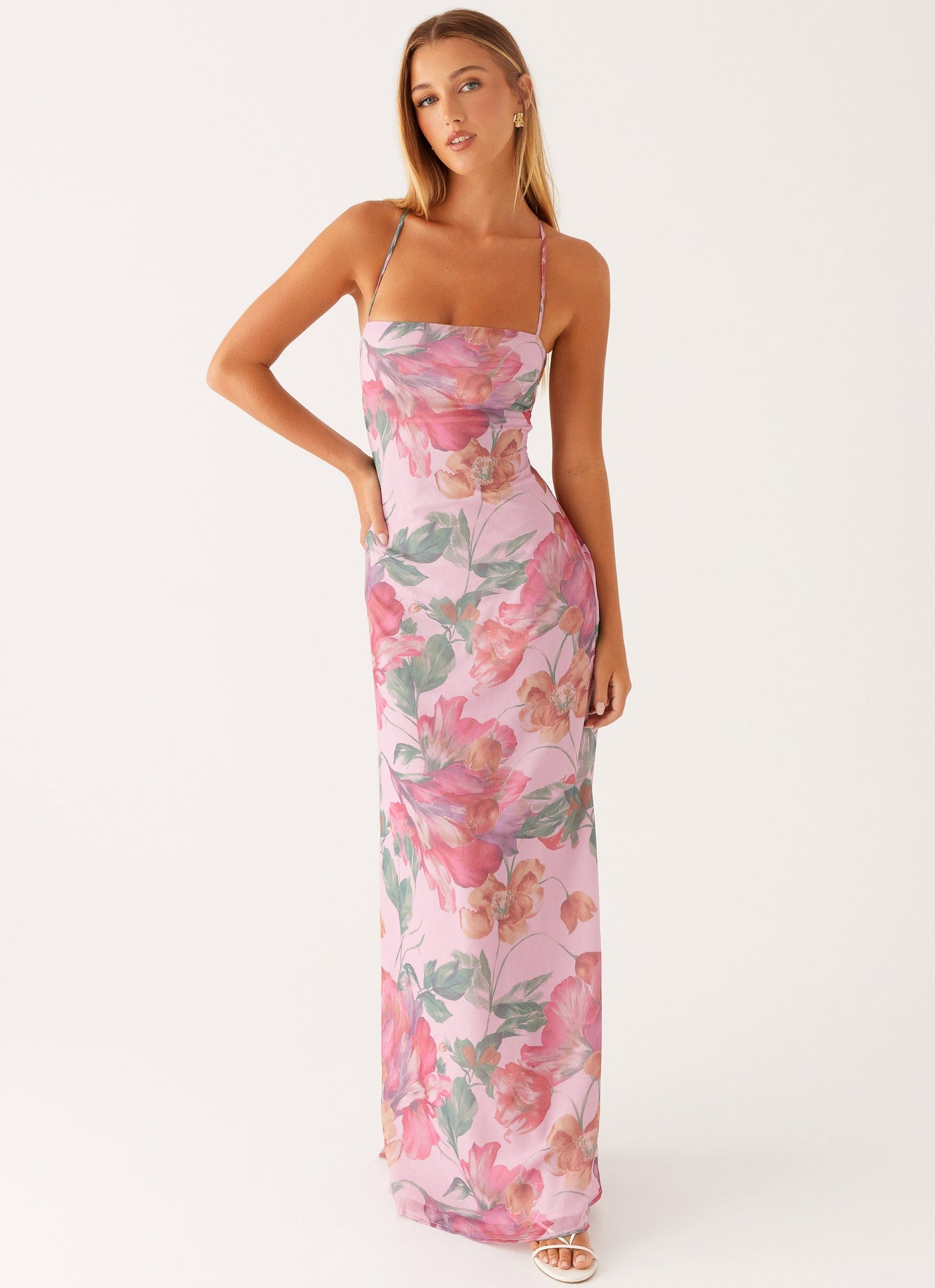 Floral Strappy Back Slip Maxi Dress 6