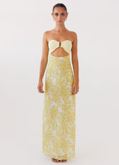 Floral Strapless Cut Out Maxi Dress Summer 7