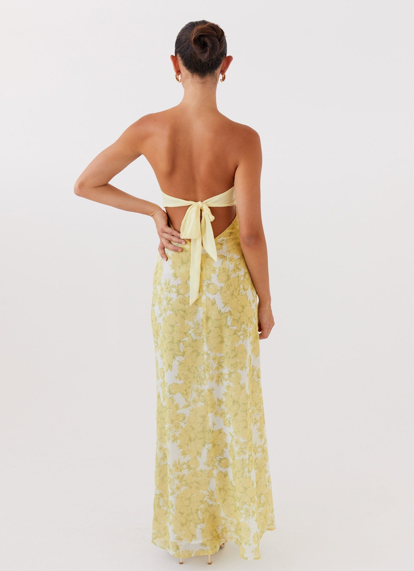 Floral Strapless Cut Out Maxi Dress Summer 9