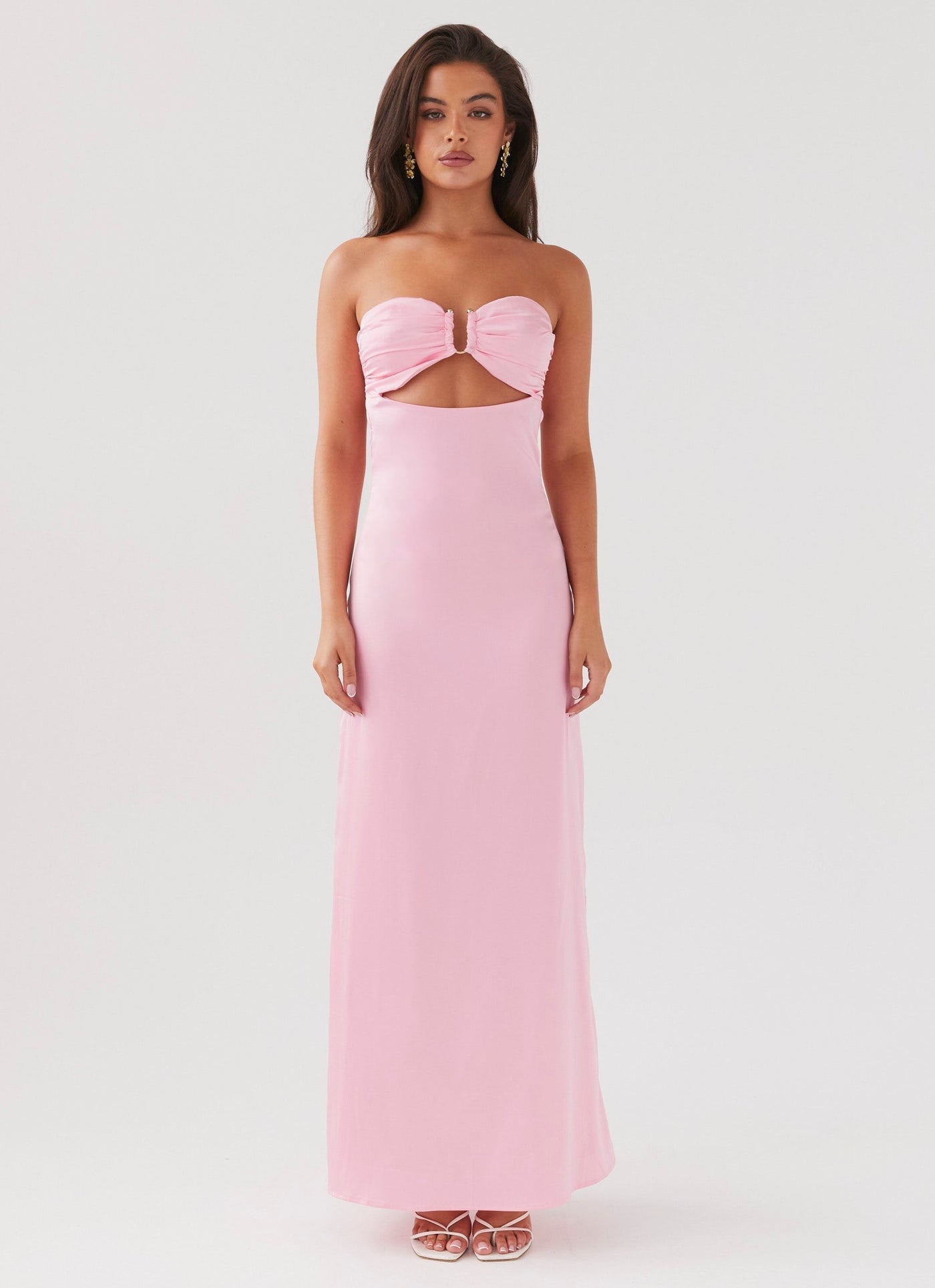 Floral Strapless Cut Out Maxi Dress Summer 5
