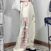 Print Letter Straight Pants