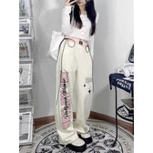 Print Letter Straight Pants