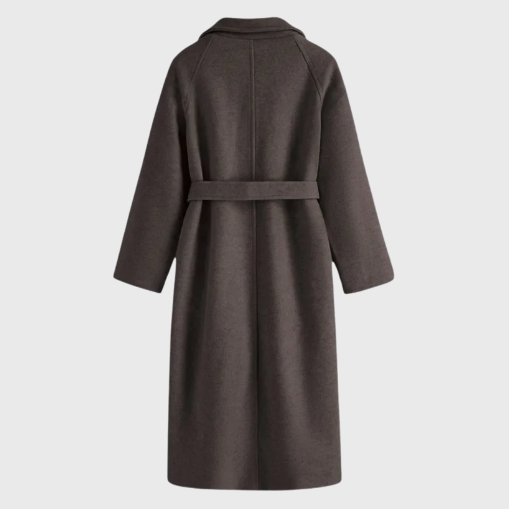 Notch Lapel Belted Wrap Longline Coat