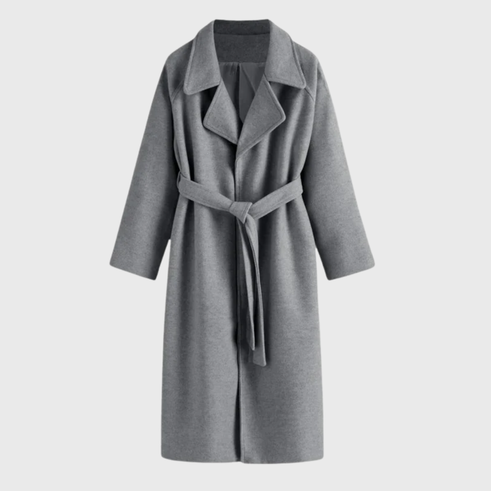 Notch Lapel Belted Wrap Longline Coat