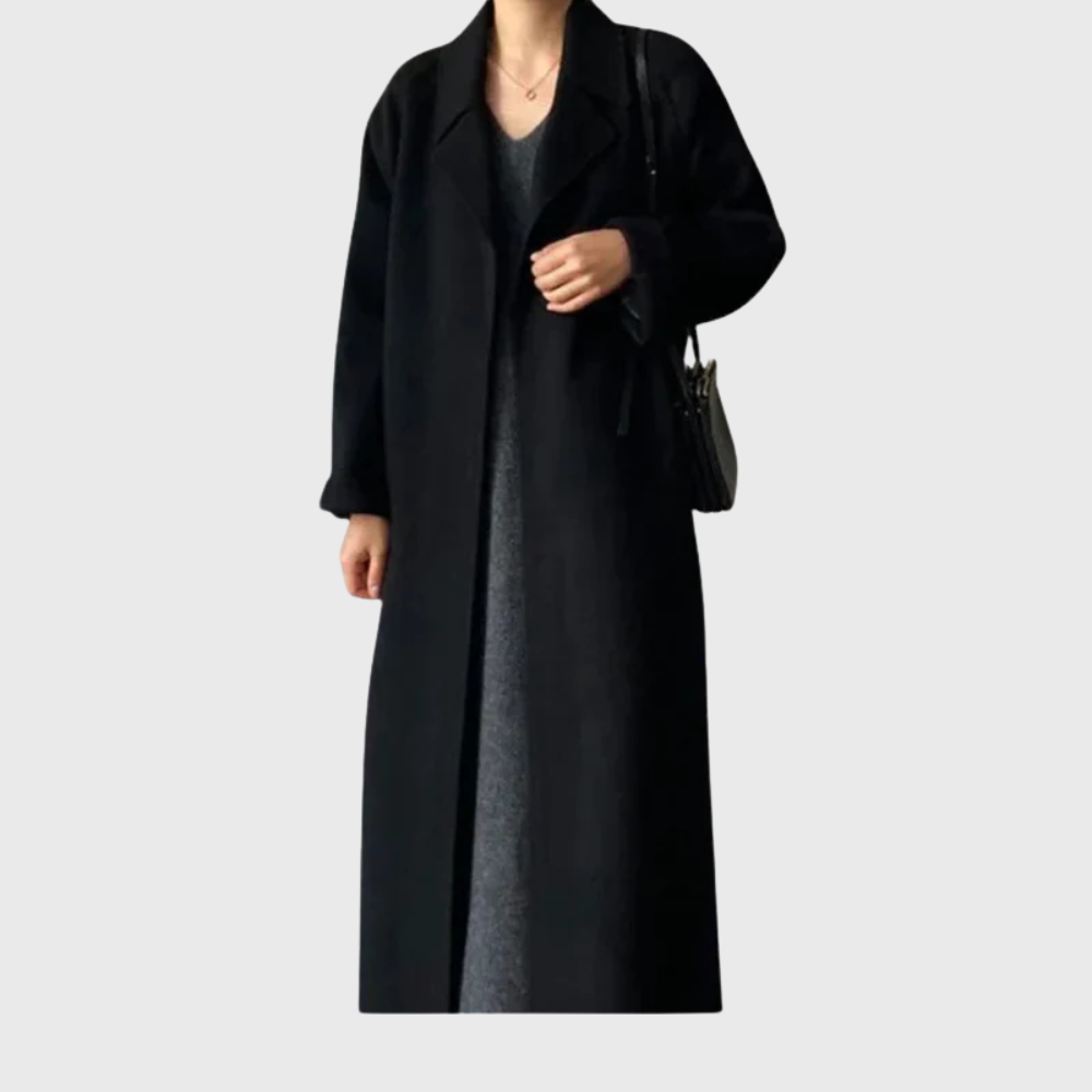 Notch Lapel Belted Wrap Longline Coat