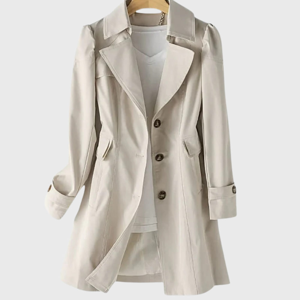 Notch Lapel Single Breasted Belted Trench Coat