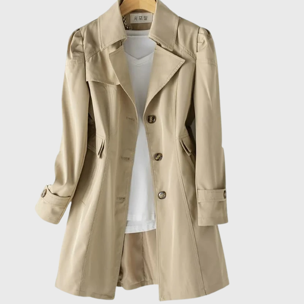 Notch Lapel Single Breasted Belted Trench Coat