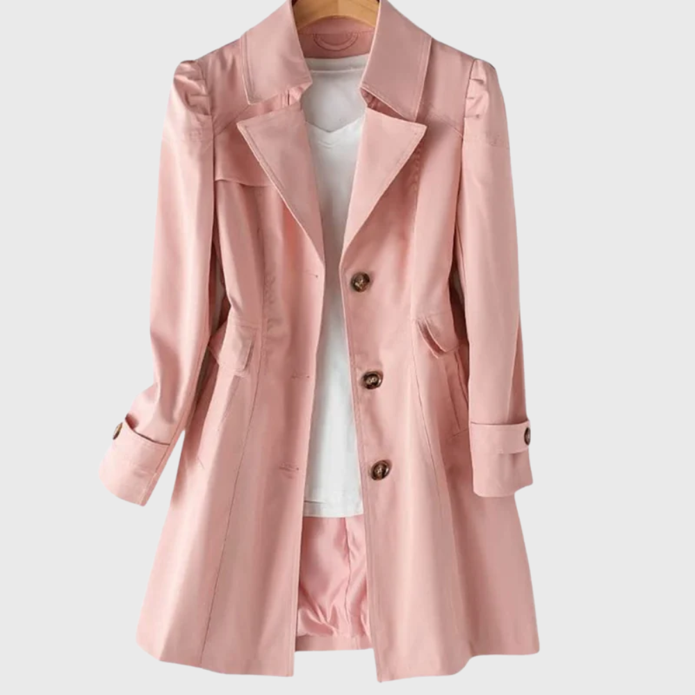 Notch Lapel Single Breasted Belted Trench Coat