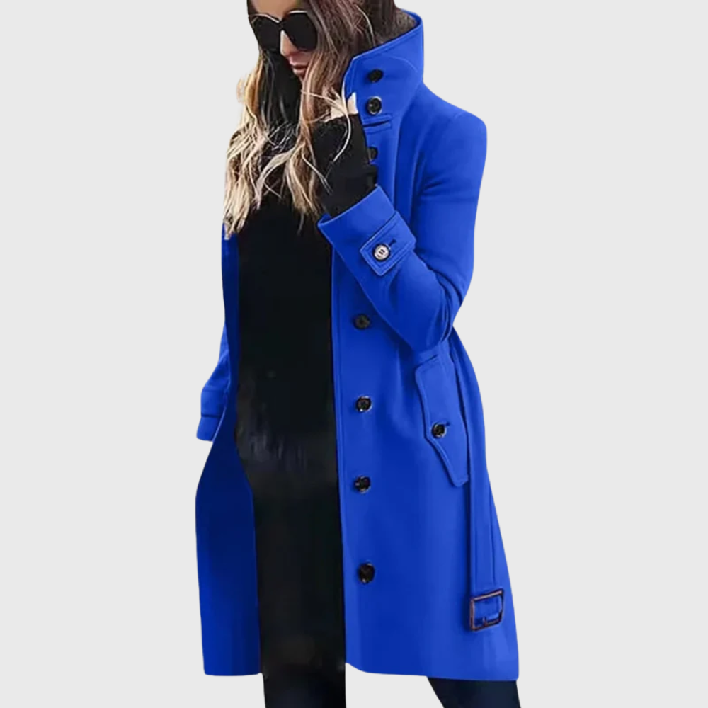 Stand Collar Double Breasted Longline Trench Coat