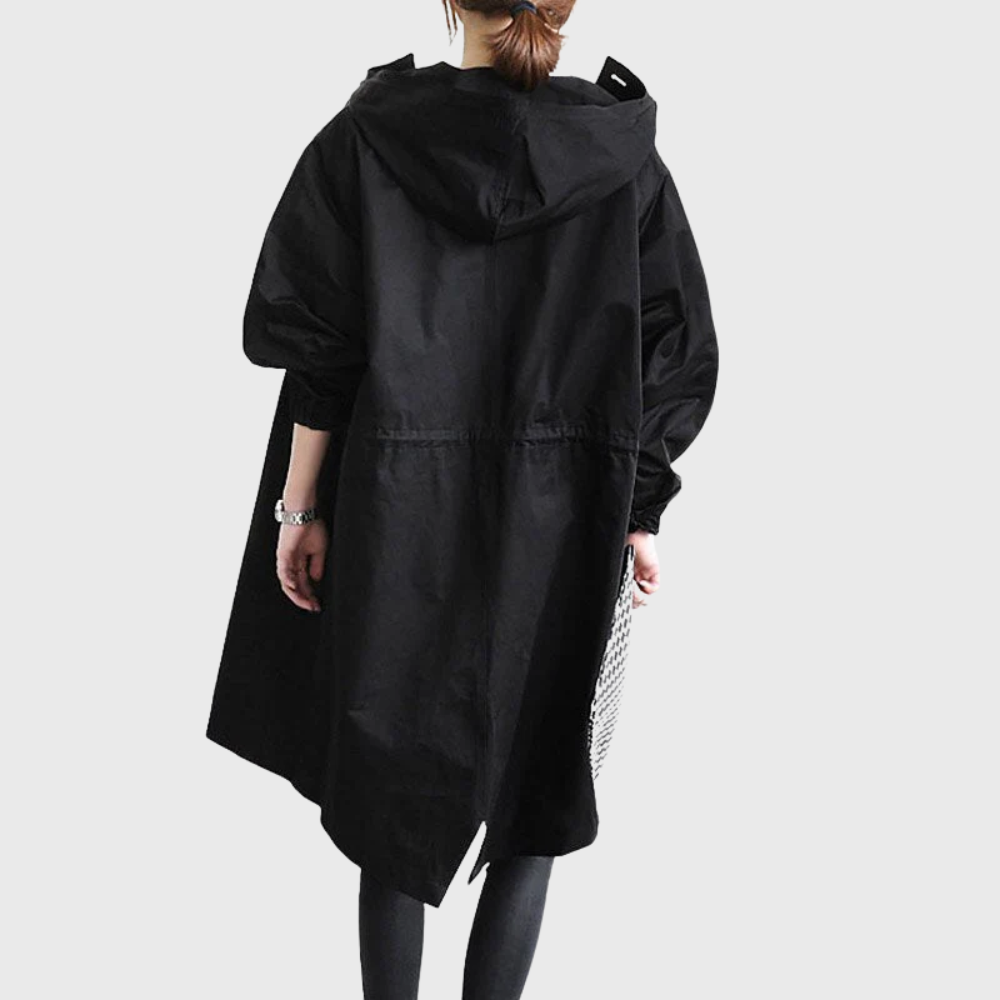Hooded Snap Front Longline Trench Coat