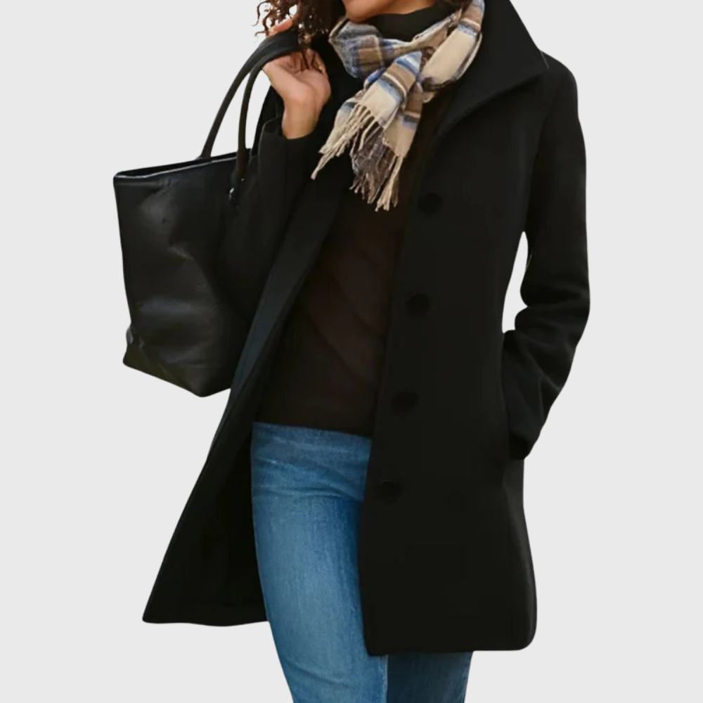Single Breasted Lapel Mid Length Coat
