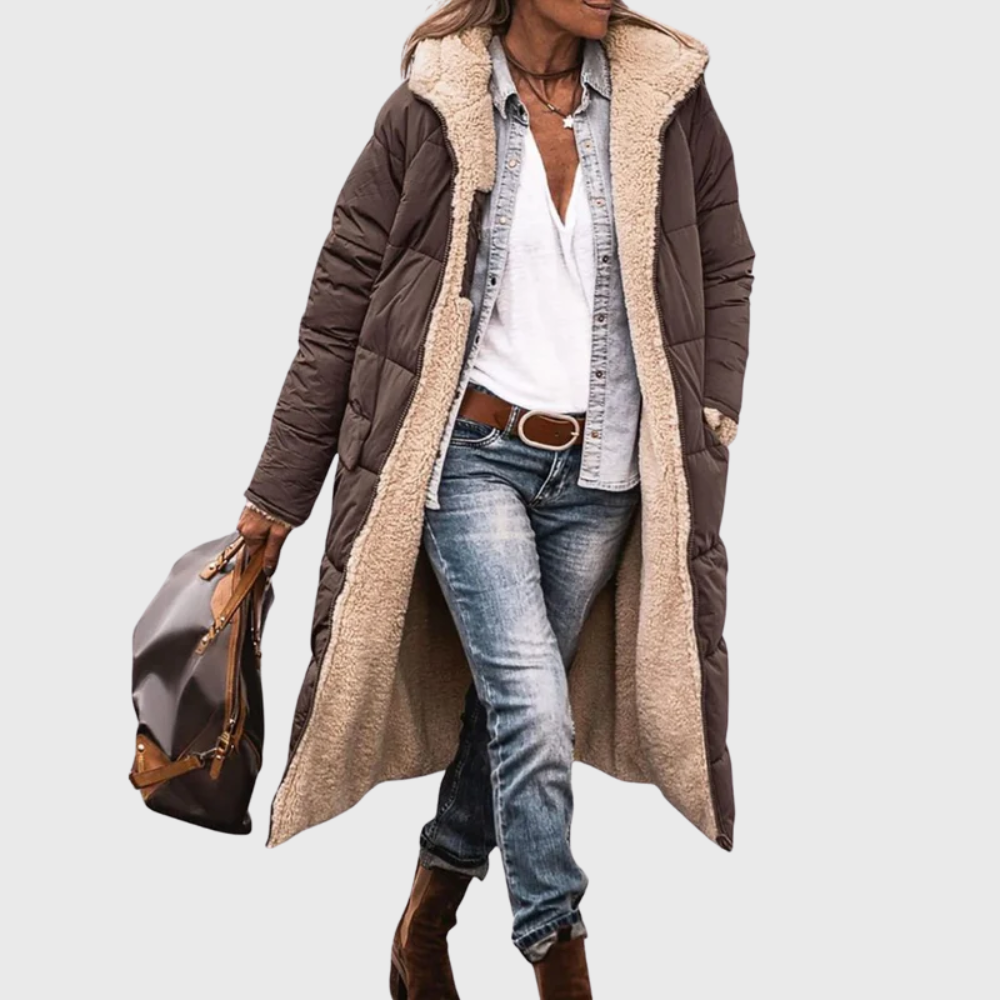 Reversible Sherpa Lined Longline Puffer Coat