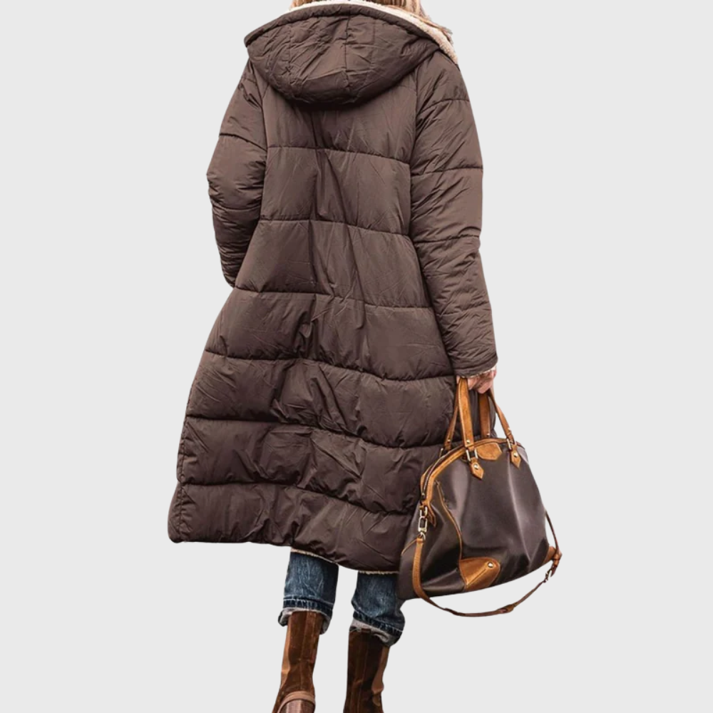 Reversible Sherpa Lined Longline Puffer Coat