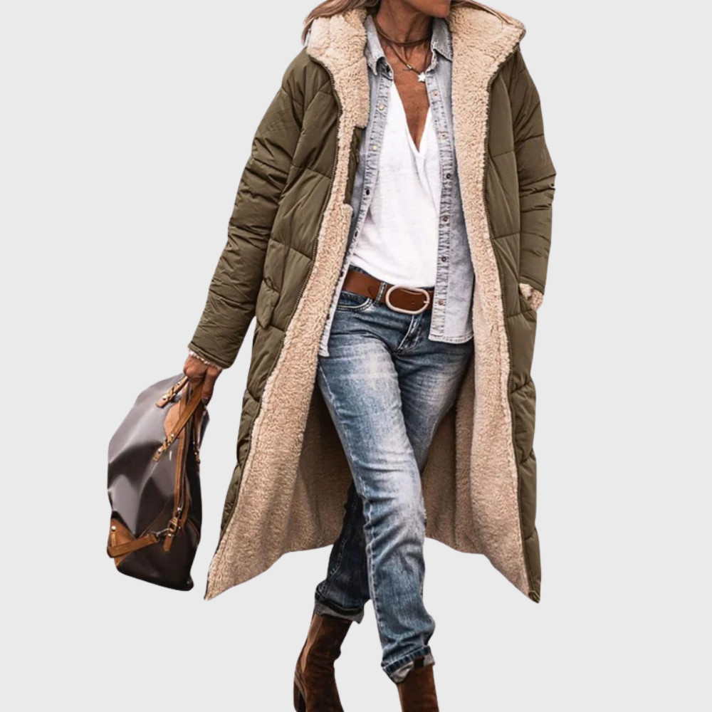 Reversible Sherpa Lined Longline Puffer Coat