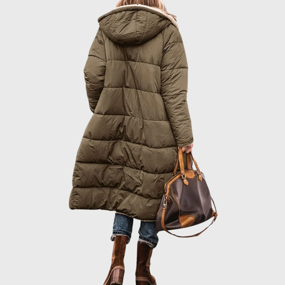 Reversible Sherpa Lined Longline Puffer Coat
