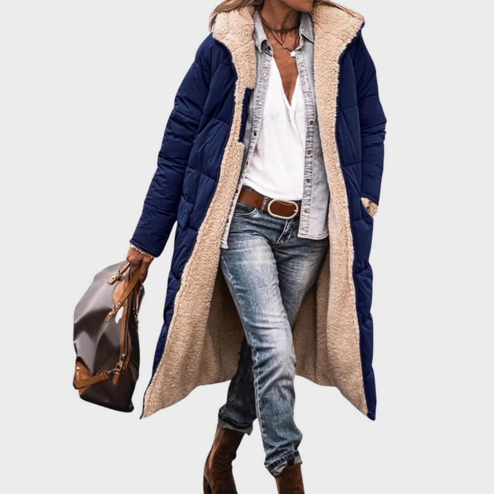 Reversible Sherpa Lined Longline Puffer Coat
