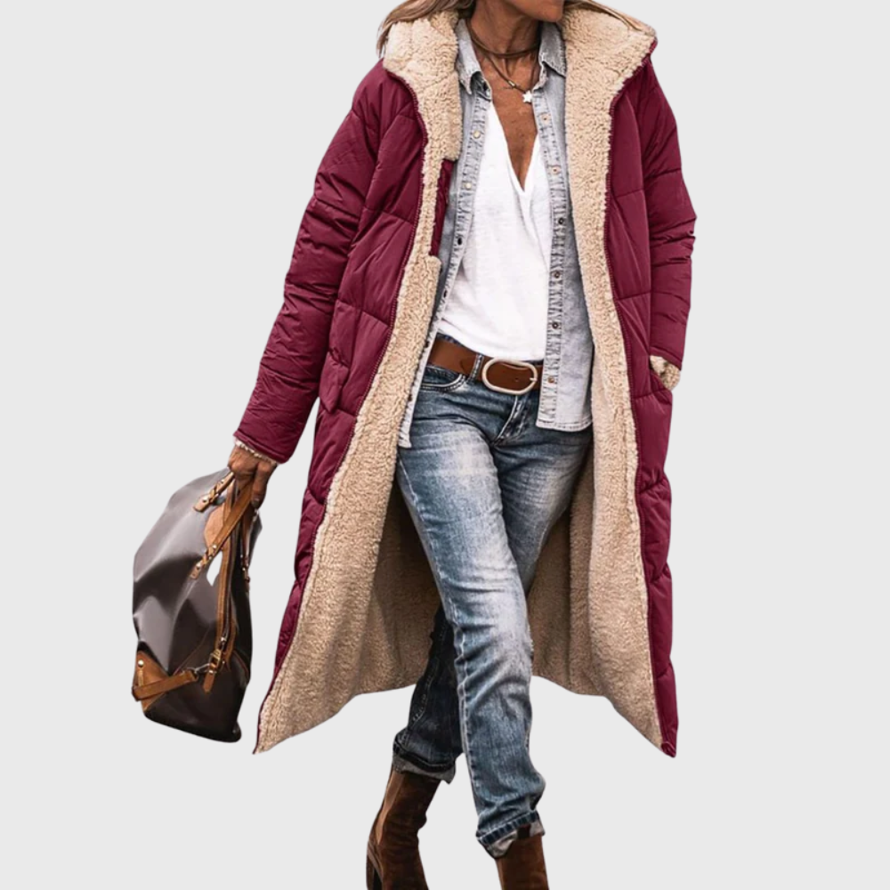 Reversible Sherpa Lined Longline Puffer Coat