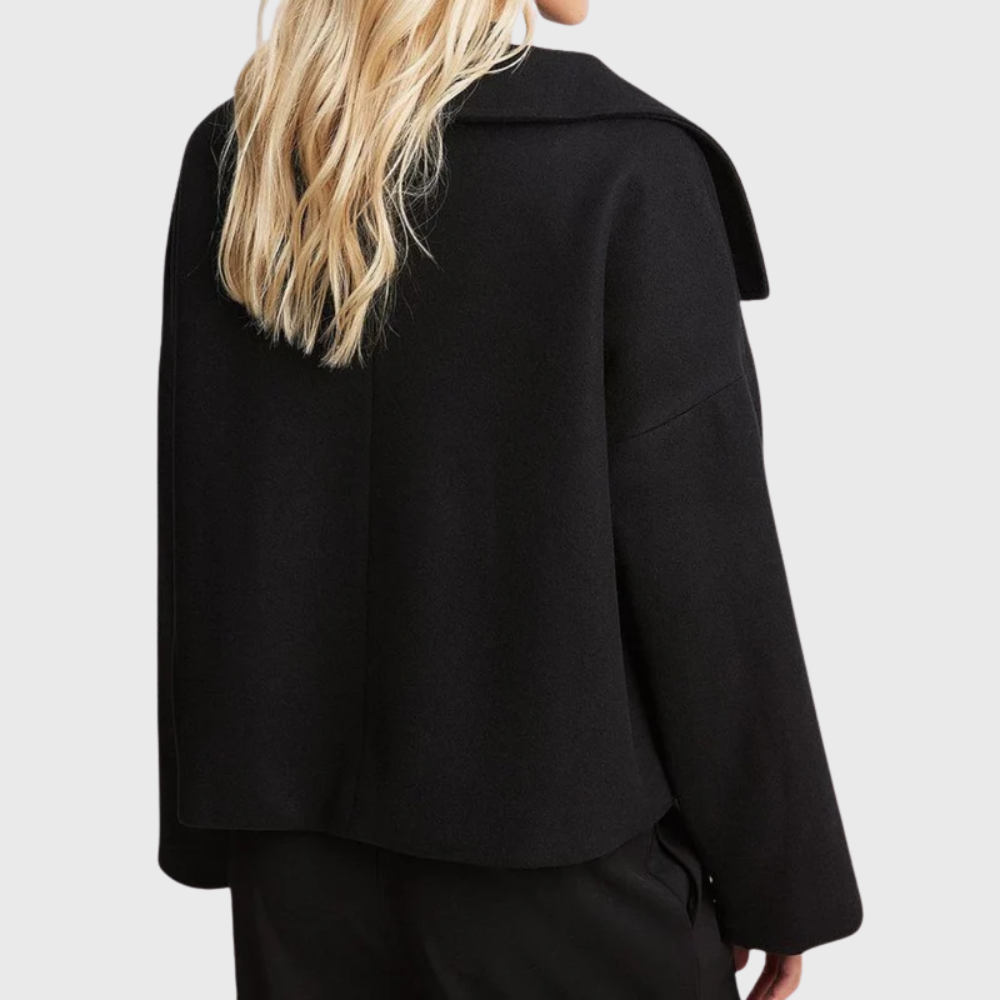 Shawl Collar Double Breasted Cropped Coat