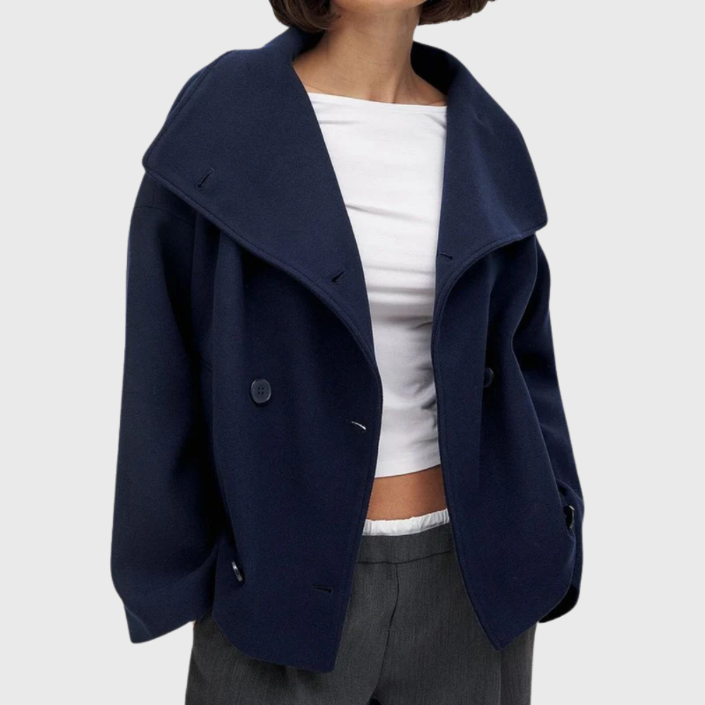 Shawl Collar Double Breasted Cropped Coat