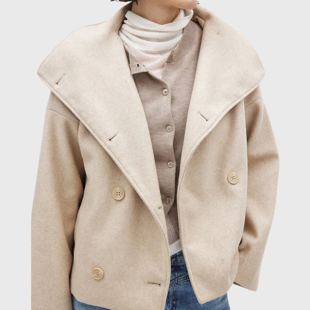 Shawl Collar Double Breasted Cropped Coat