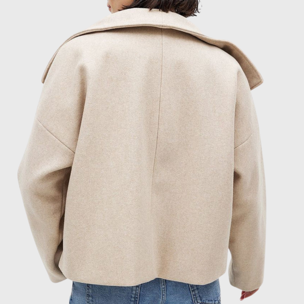 Shawl Collar Double Breasted Cropped Coat