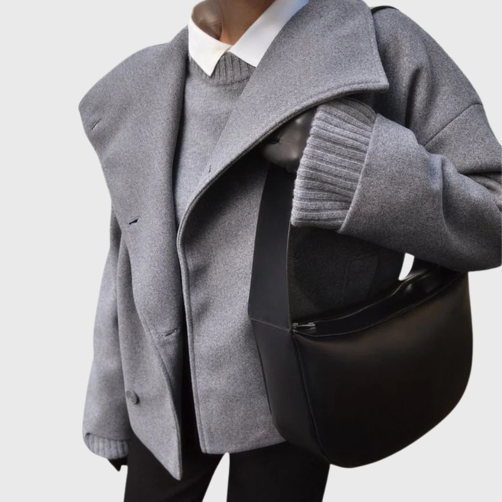 Shawl Collar Double Breasted Cropped Coat