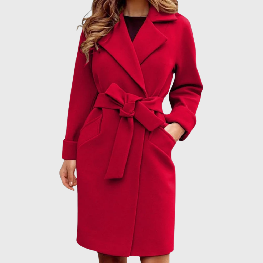 Notch Lapel Belted Longline Coat