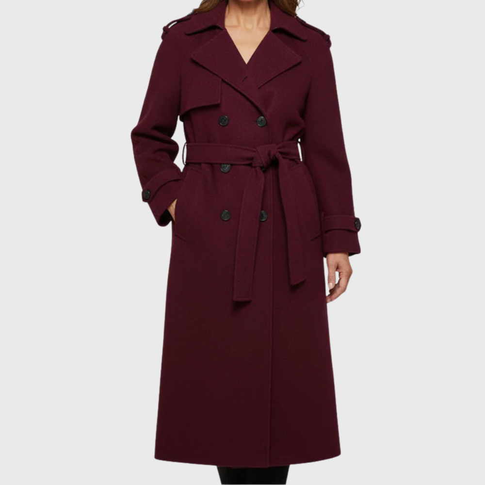 Double Breasted Belted Longline Trench Coat