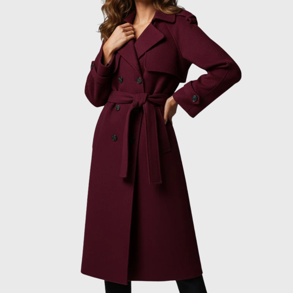 Double Breasted Belted Longline Trench Coat