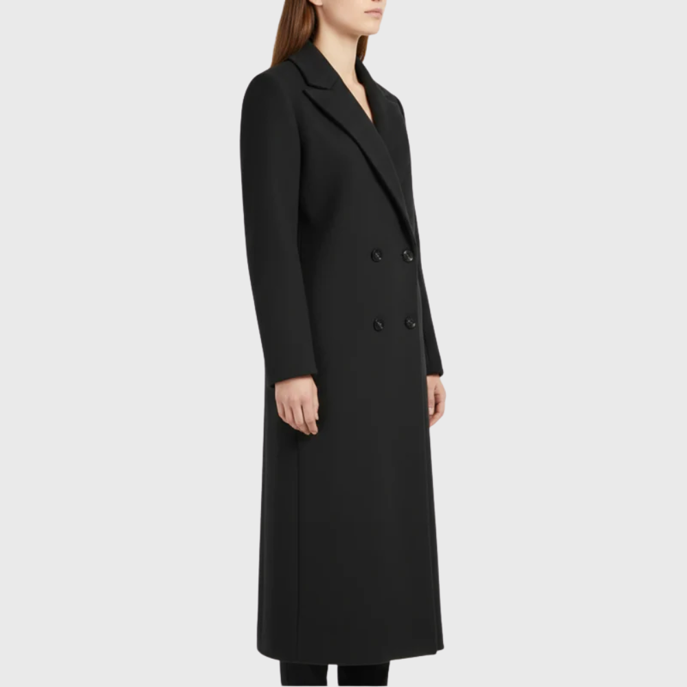 Double Breasted Notch Lapel Longline Coat