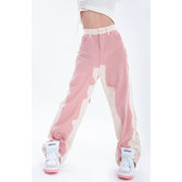 Hip Hop Street Style Pink White Baggy Jeans