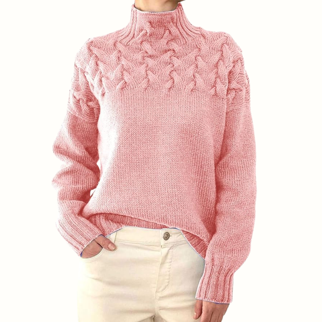 Turtleneck Cable Knit Long Sleeve Sweater