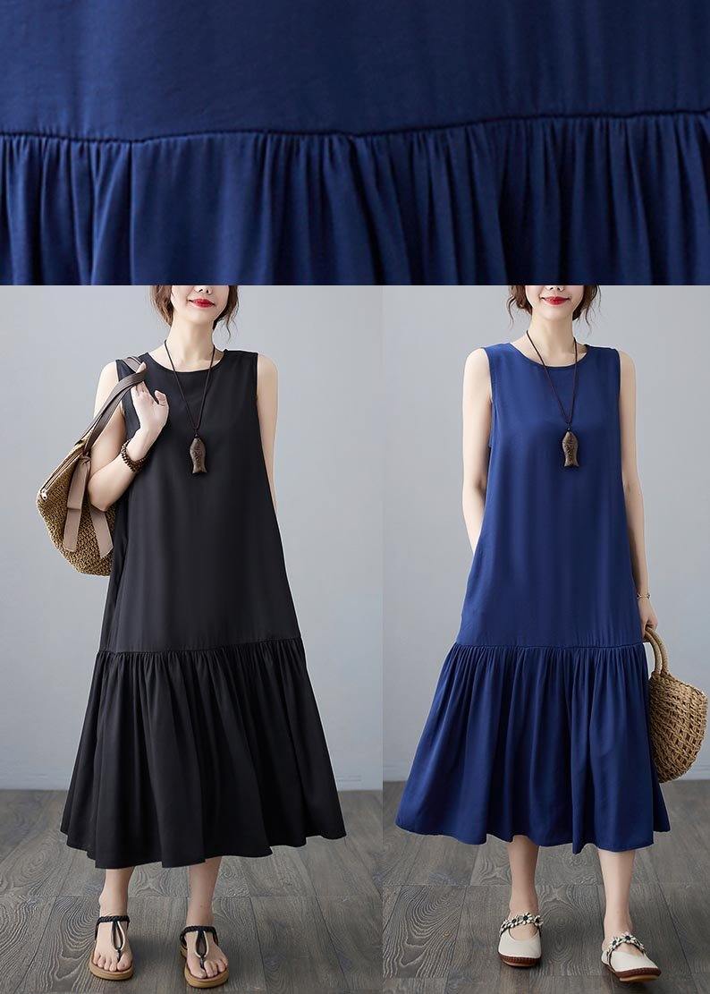 Plus Size Blue Ruffles A Line Summer Robe Dresses