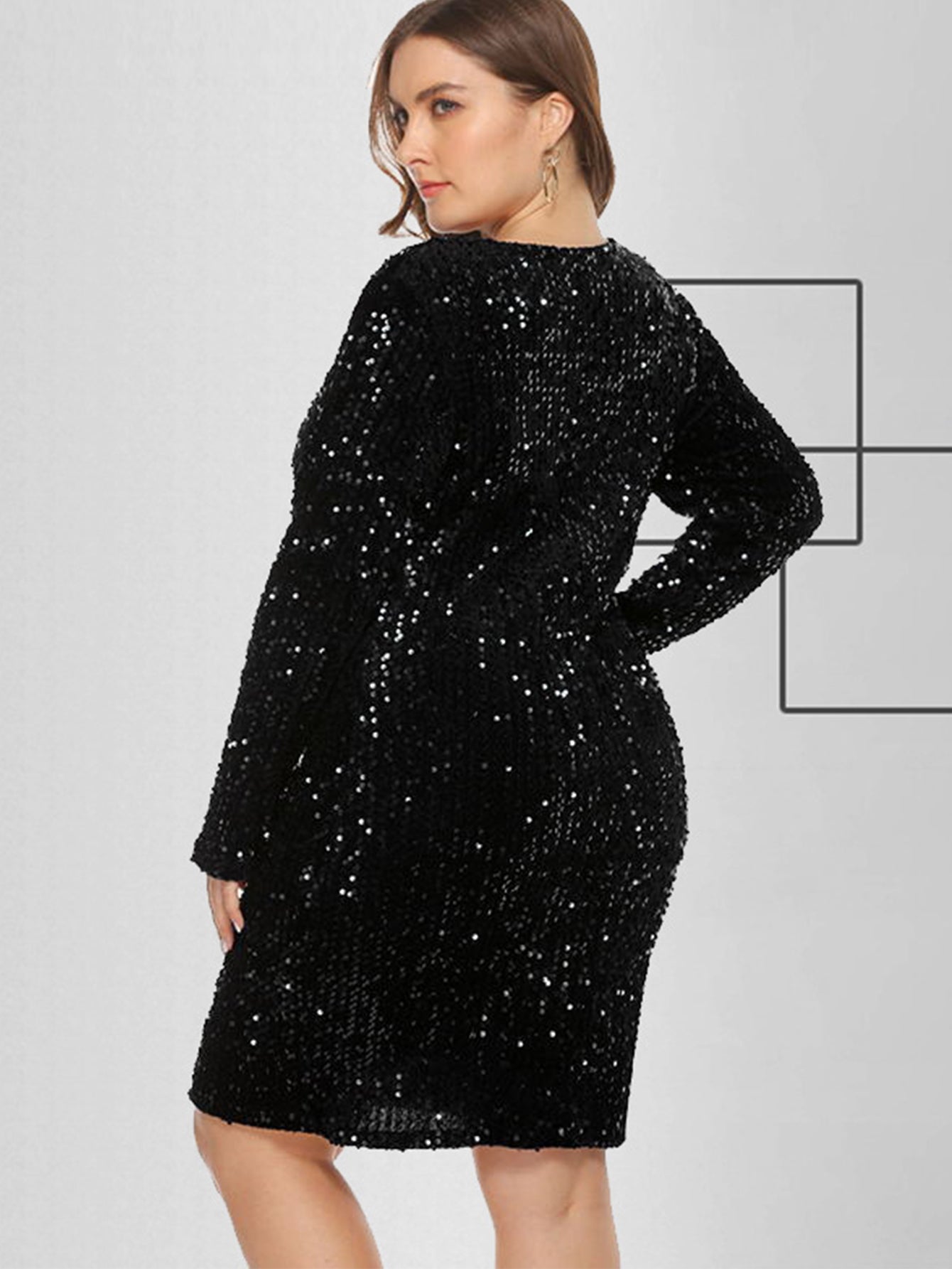 Plus Size Sequins Glitter Bodycon Dress