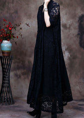 Plus Size Black V-Neck Lace Party Dress Spring 2