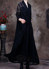 Plus Size Black V-Neck Lace Party Dress Spring 3