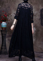 Plus Size Black V-Neck Lace Party Dress Spring 4