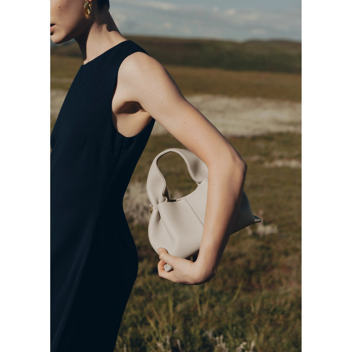 Faux Leather Ruched Top Handle Pouch Bag