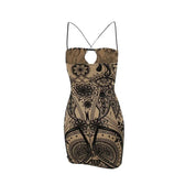 Backless Bodycon Floral Mini Dress