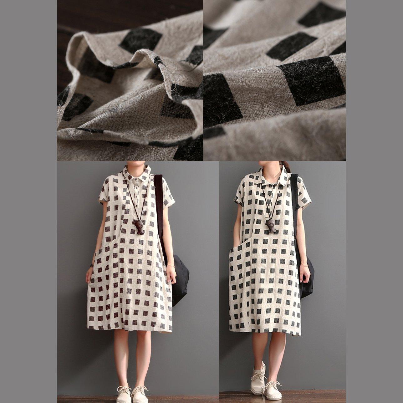 Print  New summer linen dress plus size shift dresses