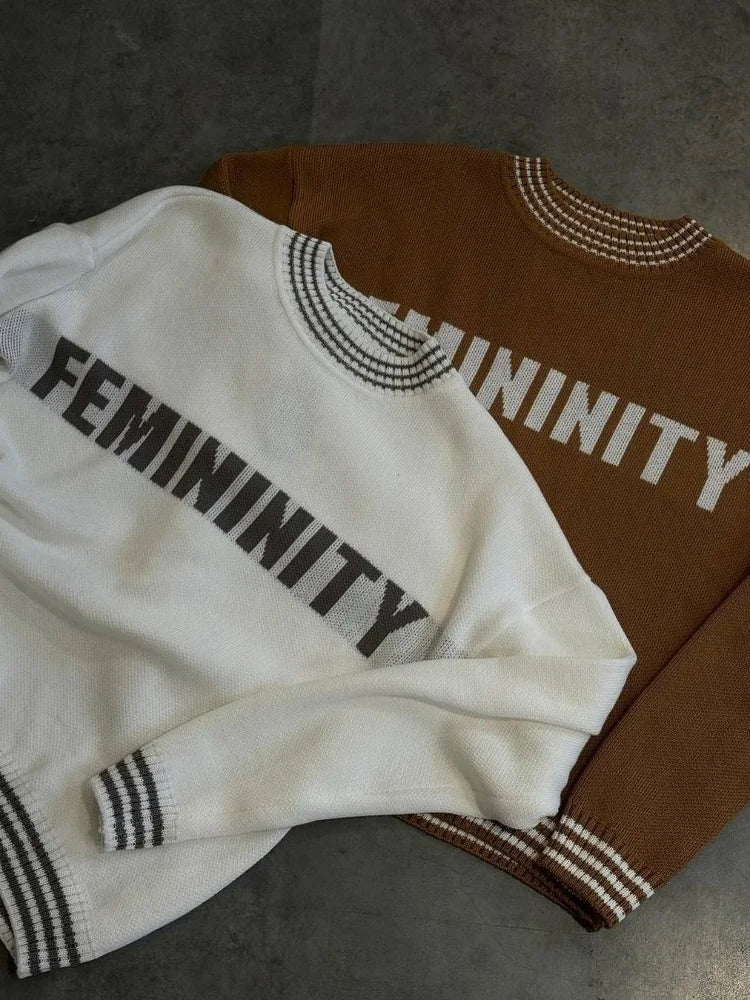 Printed Striped Cozy Stylish Loose Round Neck Comfortable Trendy Sweater