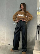 Printed Striped Cozy Stylish Loose Round Neck Comfortable Trendy Sweater