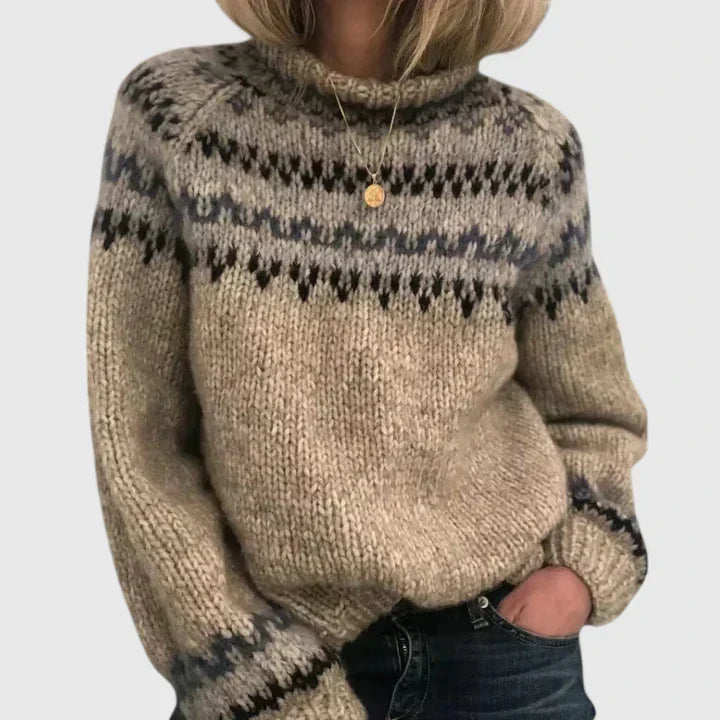 Fair Isle Mock Neck Long Sleeve Sweater