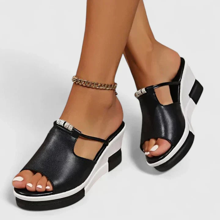 Open Toe T-Strap Wedge Platform Mules 3