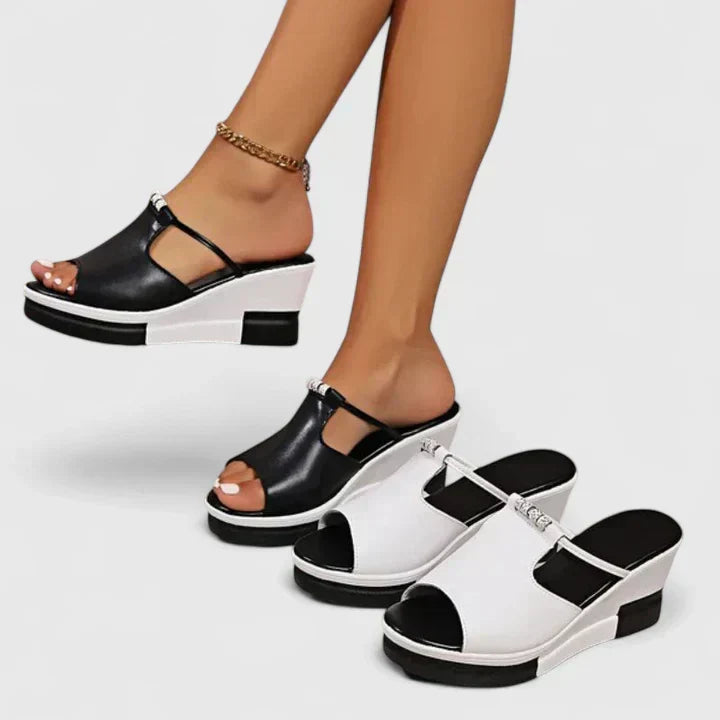 Open Toe T-Strap Wedge Platform Mules 4